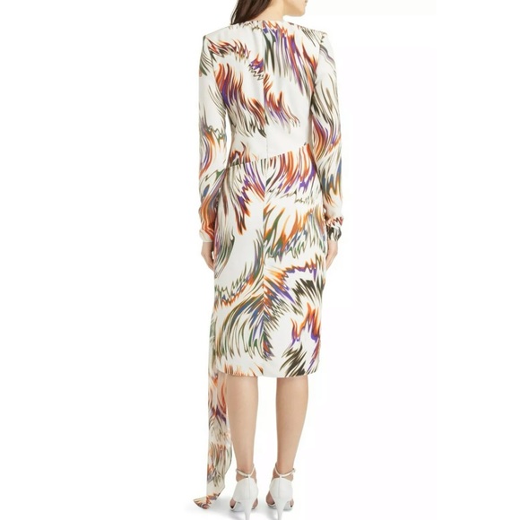 🤍💚💜 GIVENCHY Wave Asymmetric Drape Silk Dress - Picture 3 of 16